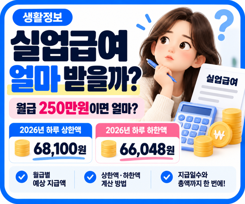 2026년 실업급여 금액 계산 방법, 하루 지급액부터 총 수급액까지