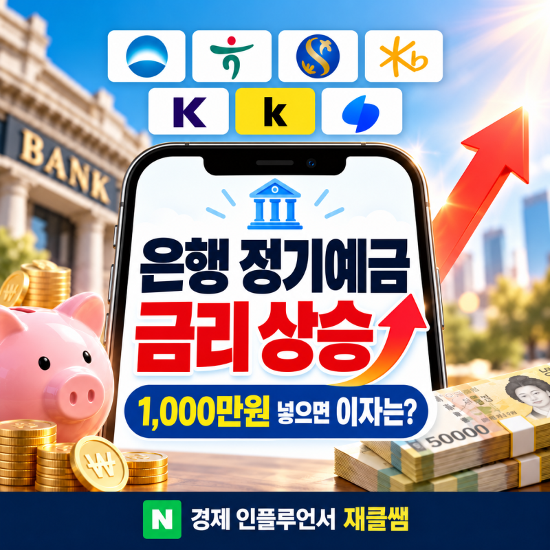 은행 정기 예금 금리 상승, 1000만원 넣으면 이자는?