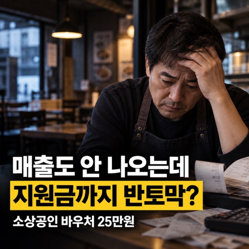 “매출도 안 나오는데 지원금까지 반토막?” 소상공인 경영안정 바우처 25만원