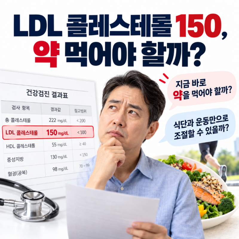 LDL 콜레스테롤 130~160, 약 먹어야 할까? 같은 150도 치료가 다른 이유