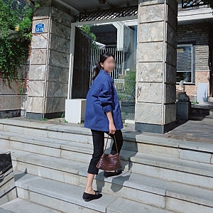 무드인사이드 워시드 프렌치 워크자켓 후기, 가을에 입기 좋은 블루 오버핏 자켓