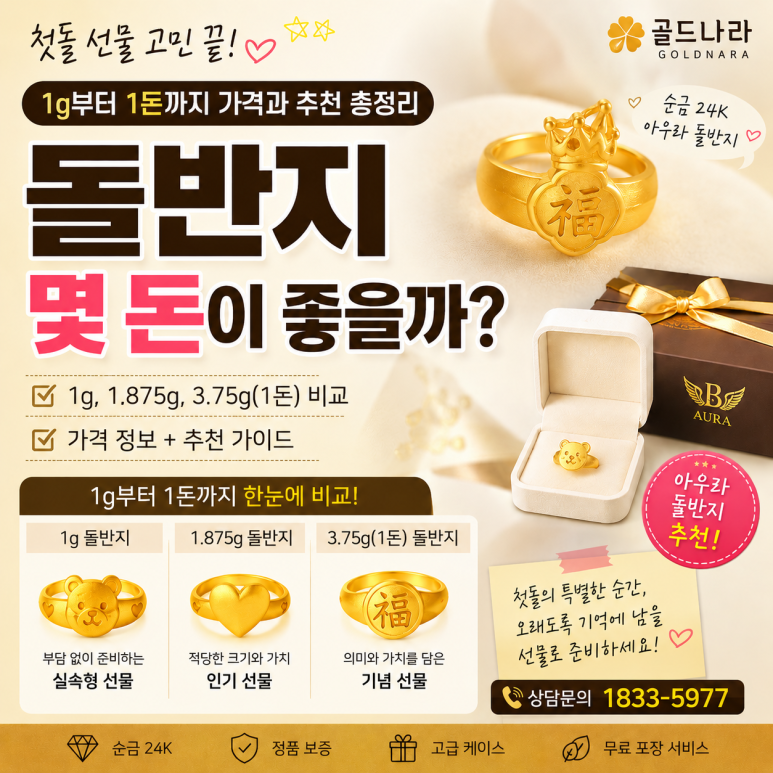 돌반지 몇 돈이 좋을까? 1g부터 1돈까지 가격과 추천 총정리 ｜첫돌 선물, 백일선물 고민 끝!