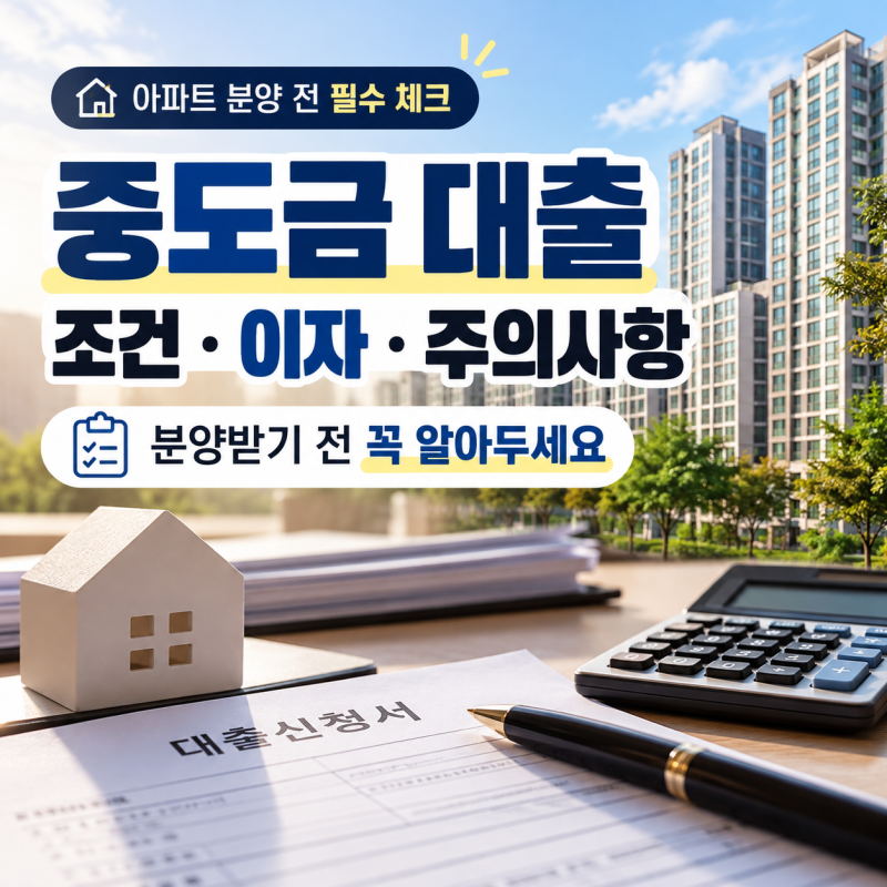 중도금 대출 조건 총정리｜아파트 분양받기 전 꼭 알아야 할 사항