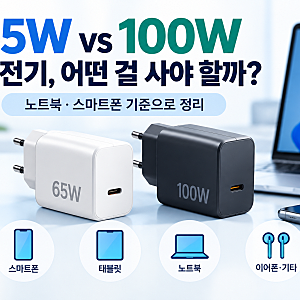 65W vs 100W 충전기, 어떤 걸 사야 할까?              노트북·스마트폰 기준으로 정리