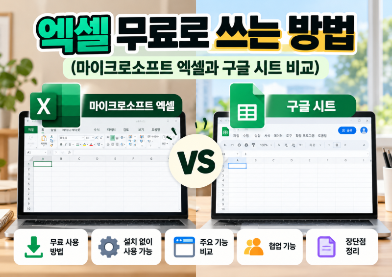엑셀 무료로 쓰는 방법(마이크로소프트 엑셀과 구글 시트 비교)