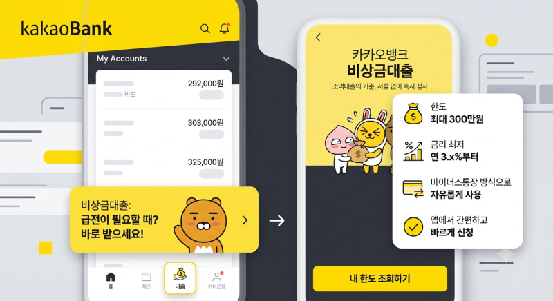카카오뱅크 비상금대출 무직자 조건부터 이자 계산, 신청 및 거절 시 대안 총정리
