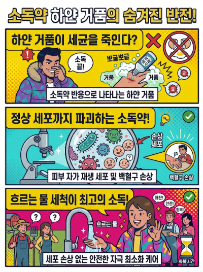 "상처 소독할 때 과산화수소수 바르면 거품 나는 게 좋은 거다?" 정상 세포까지 파괴하는 소....