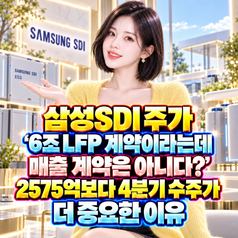 삼성SDI 주가 “6조 LFP 계약이라는데 매출 계약은 아니다?” 2575억보다 4분기 수주가 더 중요....