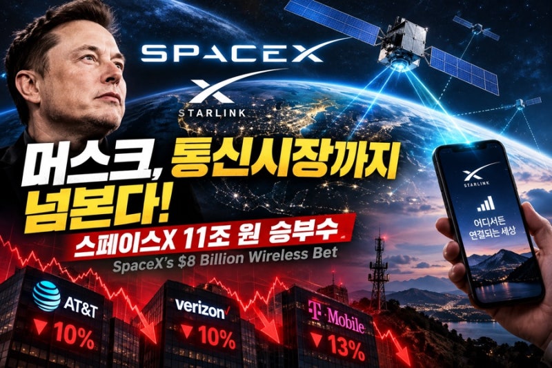 일론 머스크, 이번엔 통신시장까지? 스페이스X 11조 원 승부수에 미국 통신사 긴장 (English trans....