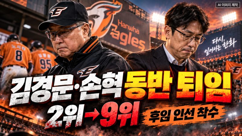 한화 김경문·손혁 동반 퇴임…2위→9위 추락에 후임 인선 착수