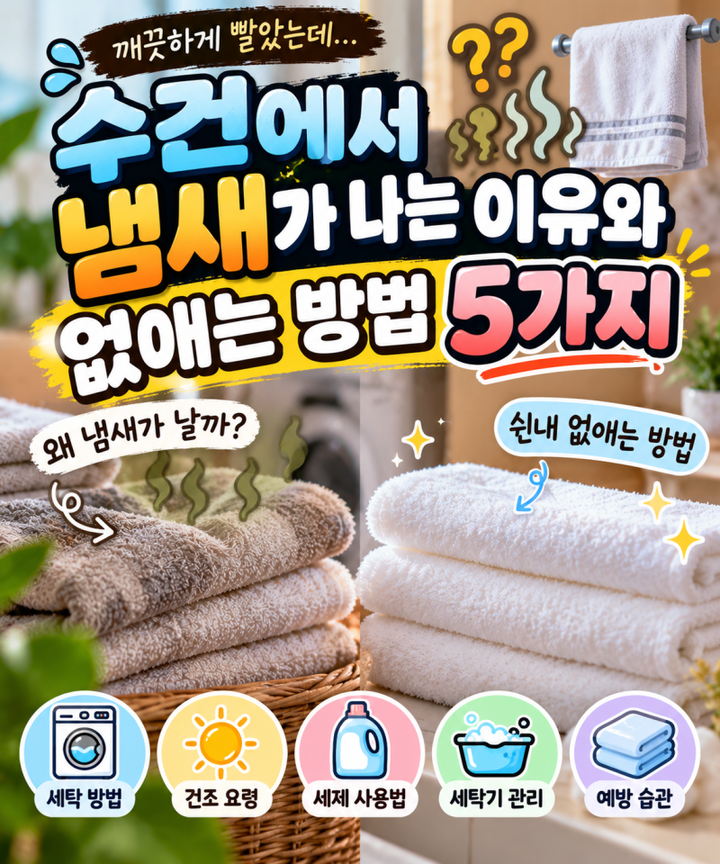 수건에서 냄새가 나는 이유와 없애는 방법 5가지