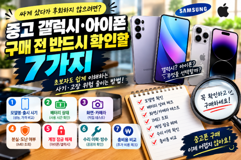 중고 갤럭시·아이폰 구매 전 반드시 확인할 7가지｜싸게 샀다가 후회하지 않으려면?