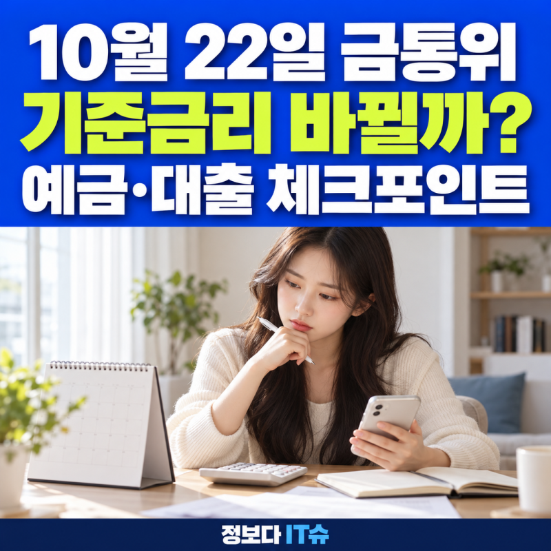 10월 22일 기준금리 바뀔까? 금통위 전 내 예금·대출 체크포인트