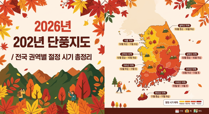 2026 단풍지도 공개 전국 권역별 절정 시기 및 추천 명소 36곳 총정리
