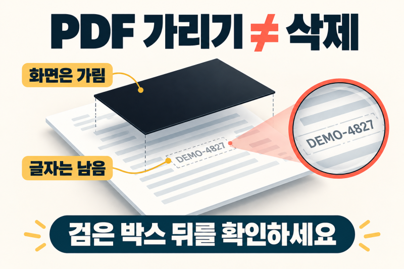 PDF 개인정보 가리기, 검은 박스 뒤 글자가 남는지 확인하는 법