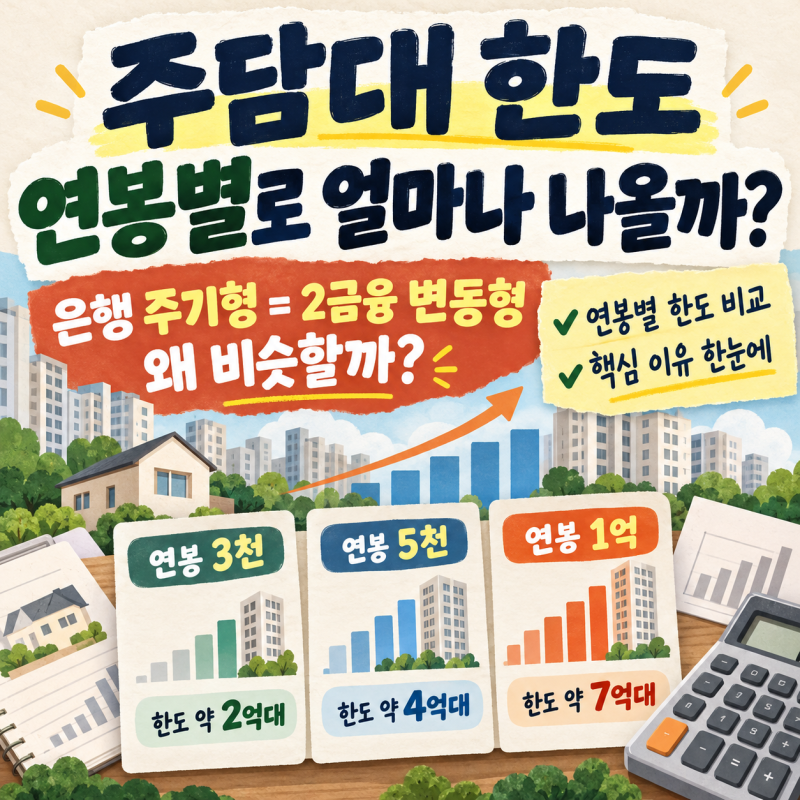 주담대 한도 연봉별로 얼마나 나올까, 은행 주기형과 2금융 변동형이 같은 이유