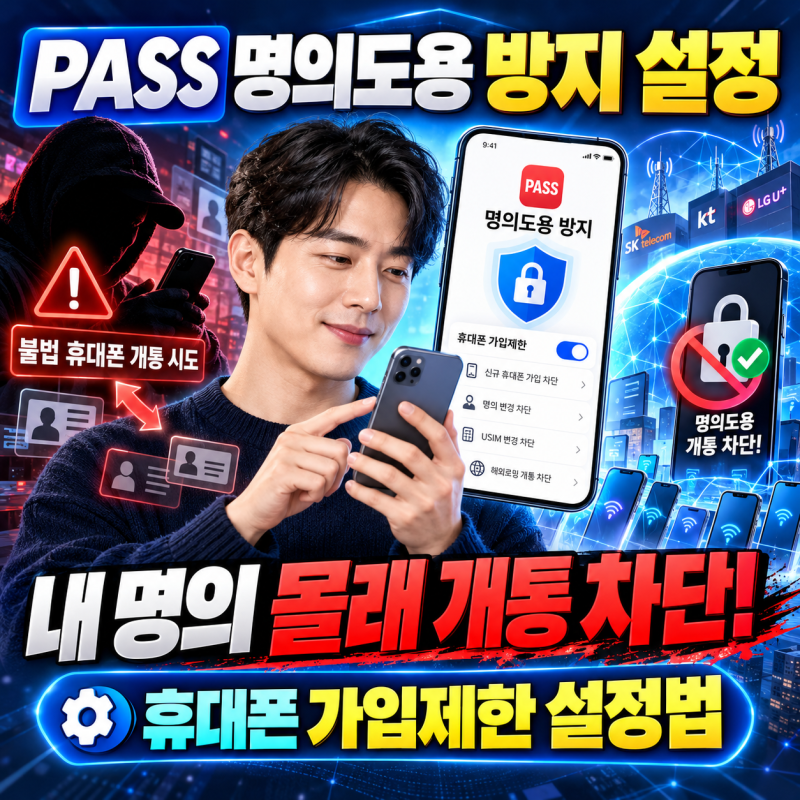 PASS 명의도용 방지 설정, 내 명의 몰래 개통된 폰 차단방법 알고 계신가요?