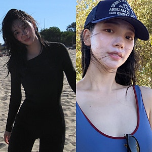 “와, 입틀막…” 카리나 말리부 서핑, 수영복 가격이 115만원?