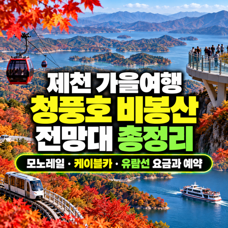 제천 가을여행 청풍호 비봉산 전망대 총정리｜모노레일·케이블카·유람선 요금과 예약