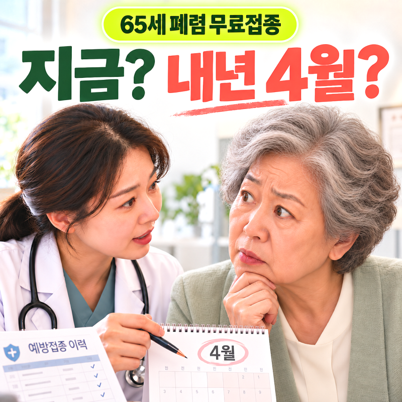 65세 폐렴 예방접종 무료, 내년 4월 백신이 바뀐다는데 지금 맞아도 될까?