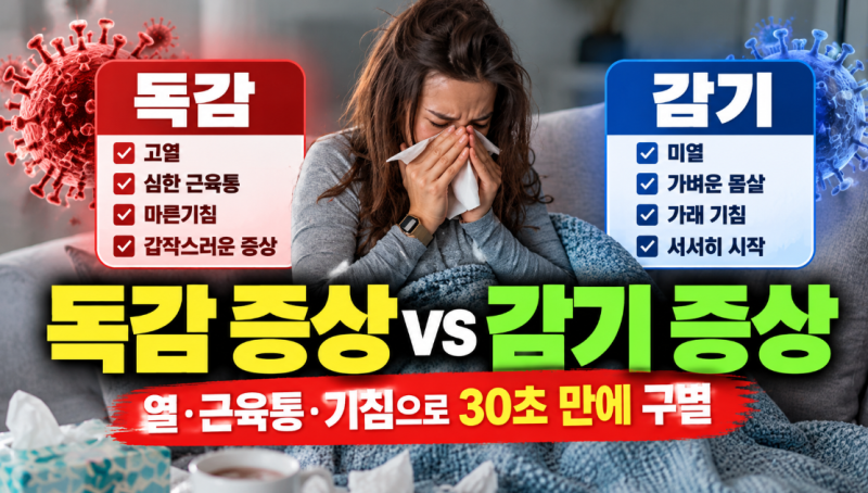 독감 증상 vs 감기 증상, 열·근육통·기침으로 30초 만에 구별하기