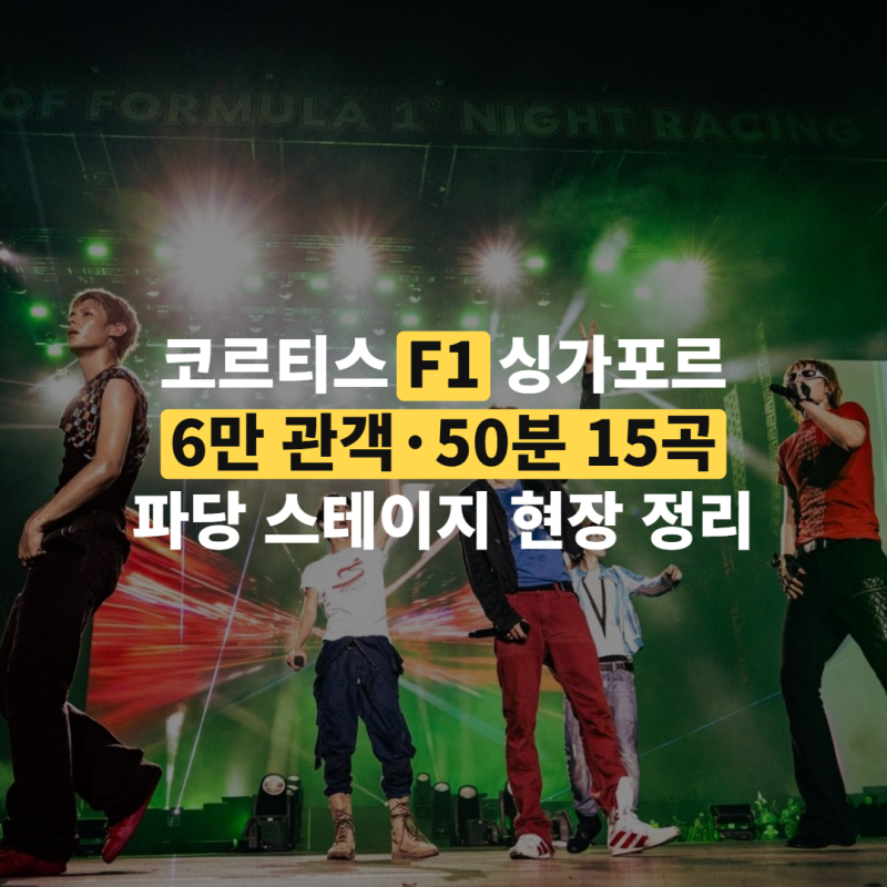 코르티스 F1 싱가포르, 6만 관객 앞 50분 15곡