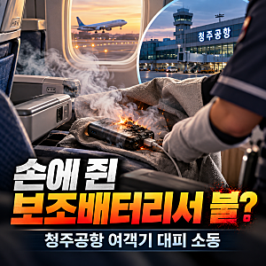 "승객이 옷으로 덮고 승무원이 진압" 청주공항 제주항공 보조배터리 화재 168명 대피 '천만다....