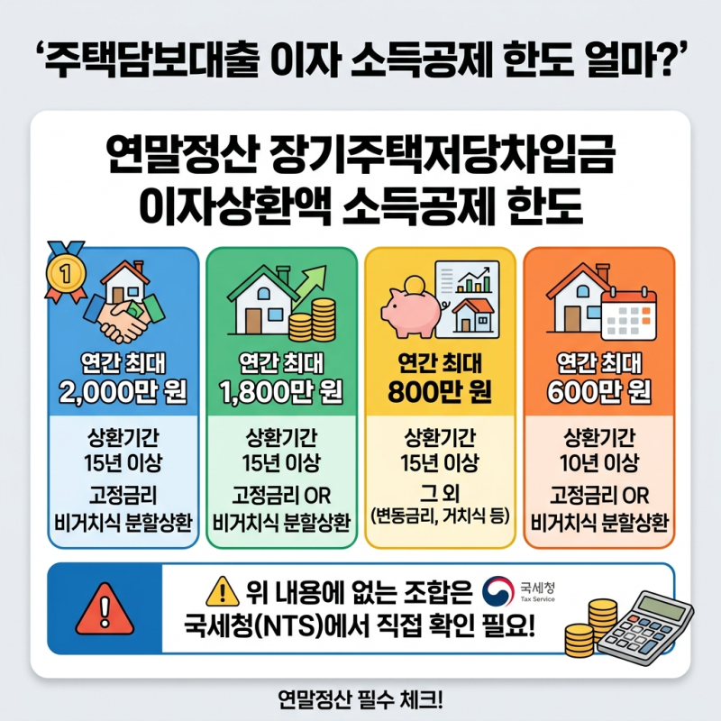 주택담보대출 이자 소득공제 한도 얼마?