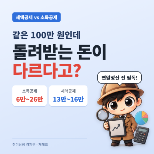 세액공제 소득공제 차이, 같은 100만 원인데 돌려받는 돈이 다른 이유
