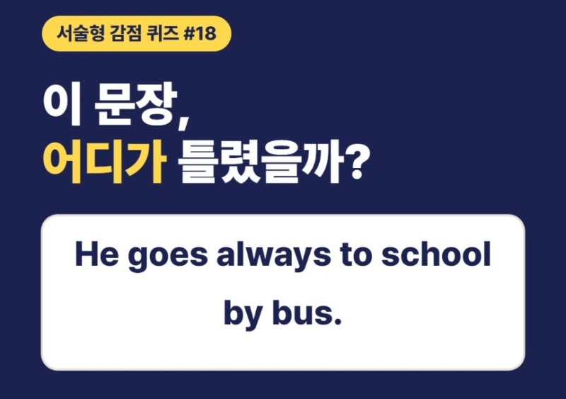 goes always? always goes! 빈도부사 위치 정리 | 영어 서술형 감점 퀴즈 #18
