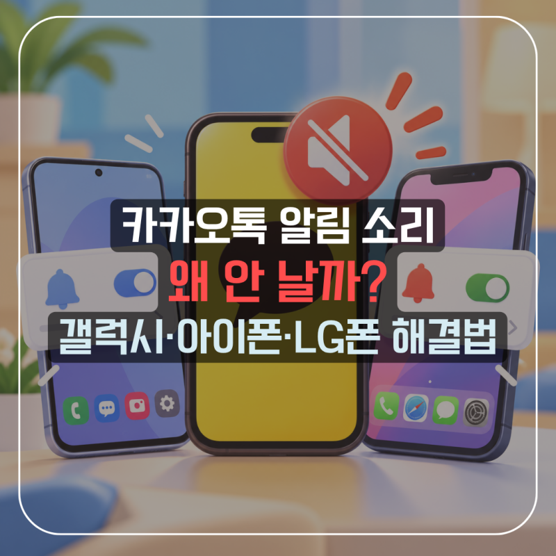 카카오톡 알림 소리 안 날 때 해결 방법 7가지｜갤럭시·아이폰·LG폰 설정