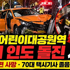 서울 어린이대공원역 택시 인도 돌진 사고｜40대 남편 사망·아내 부상, 70대 운전자 졸음운전....