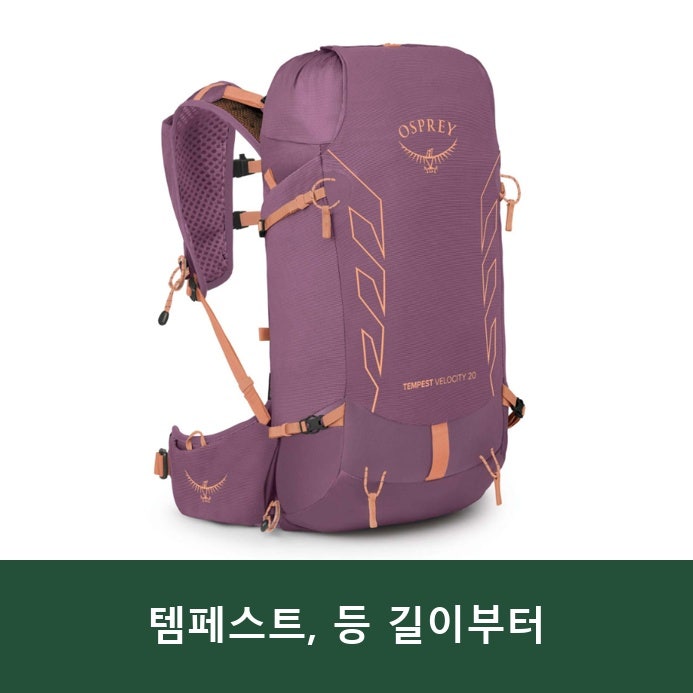 오스프리 템페스트 벨로시티 20 사이즈·장단점, 여성 M/L 고르기
