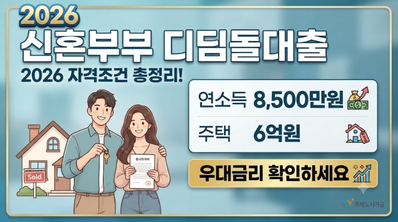 신혼부부 디딤돌대출 2026 자격조건 총정리! 연소득 8,500만원·주택 6억원 기준과 우대금리 확....