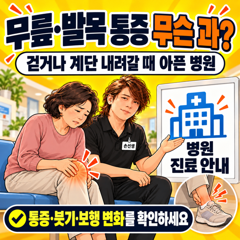 무릎·발목 통증 무슨 과? 걷거나 계단 내려갈 때 아프면 진료과 선택법