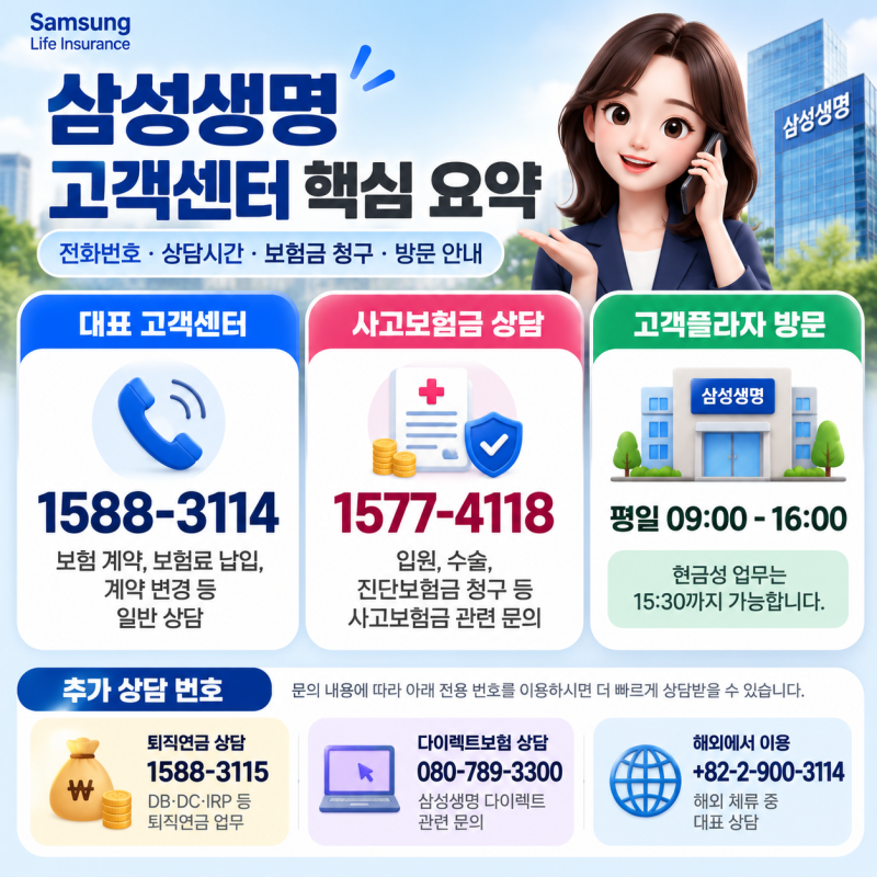 삼성생명 고객센터 1588-3114 상담시간과 실손 보험금 청구 방법 안내