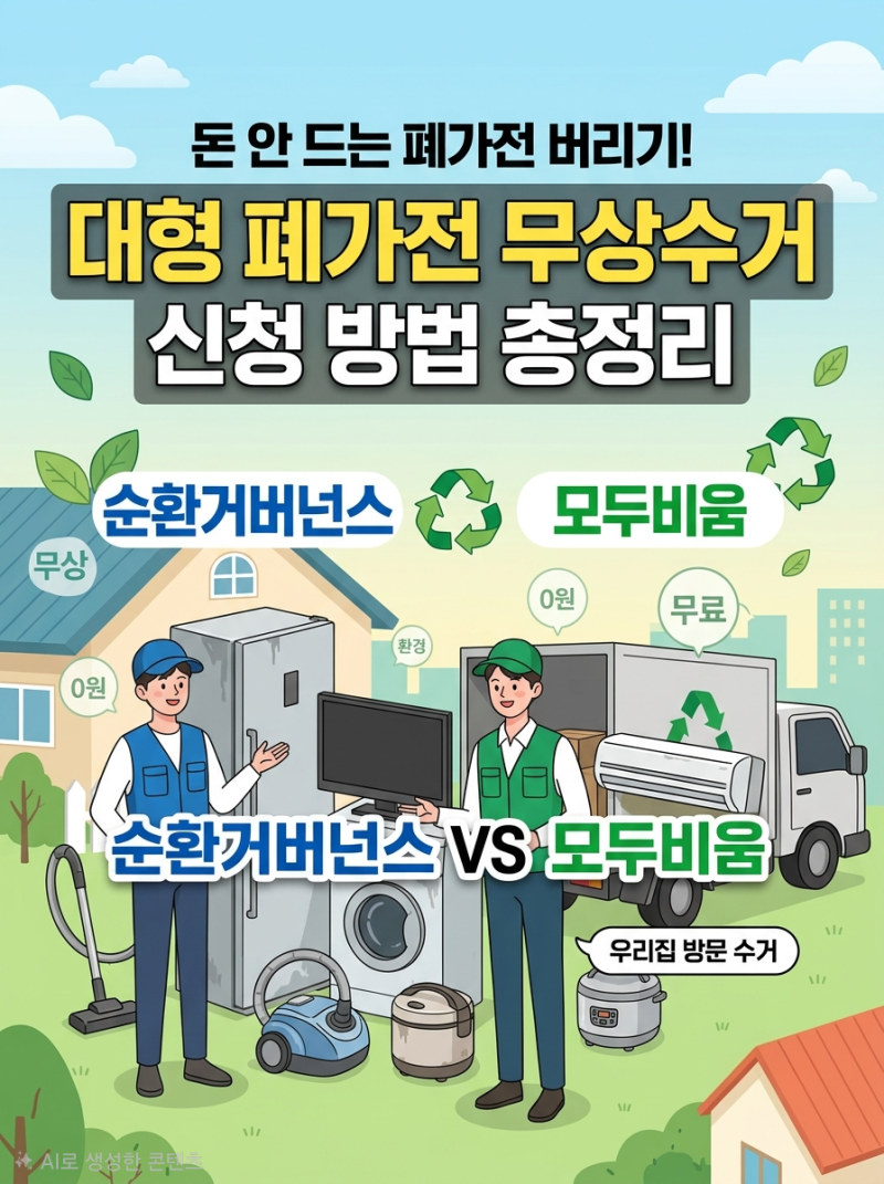 대형 폐가전 무상수거 신청 방법 총정리 (순환거버넌스 & 모두비움 비교)