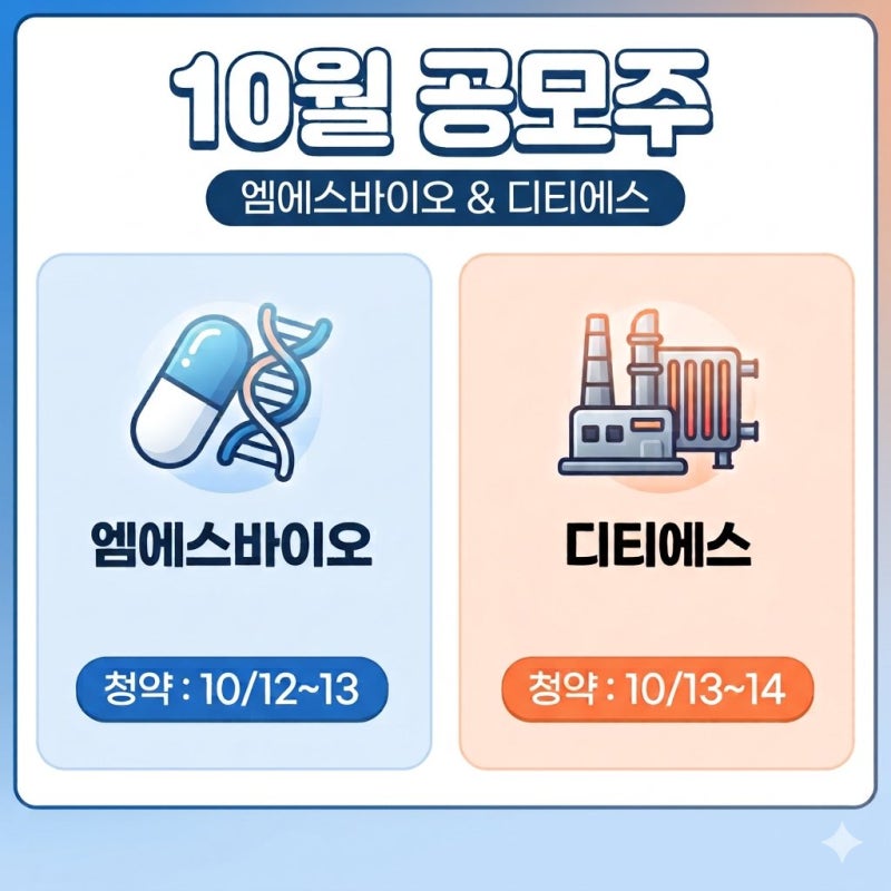[10월 공모주] 엠에스바이오·디티에스 청약 일정 및 공모가 살펴보기