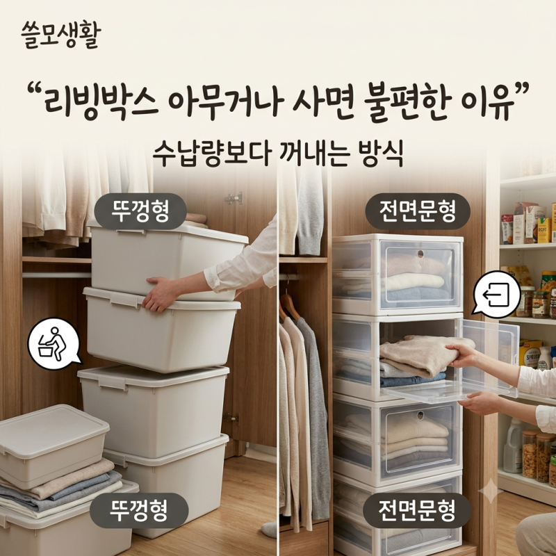 리빙박스 아무거나 샀다가 불편한 이유 수납량보다 꺼내는 방식이 더 중요해요