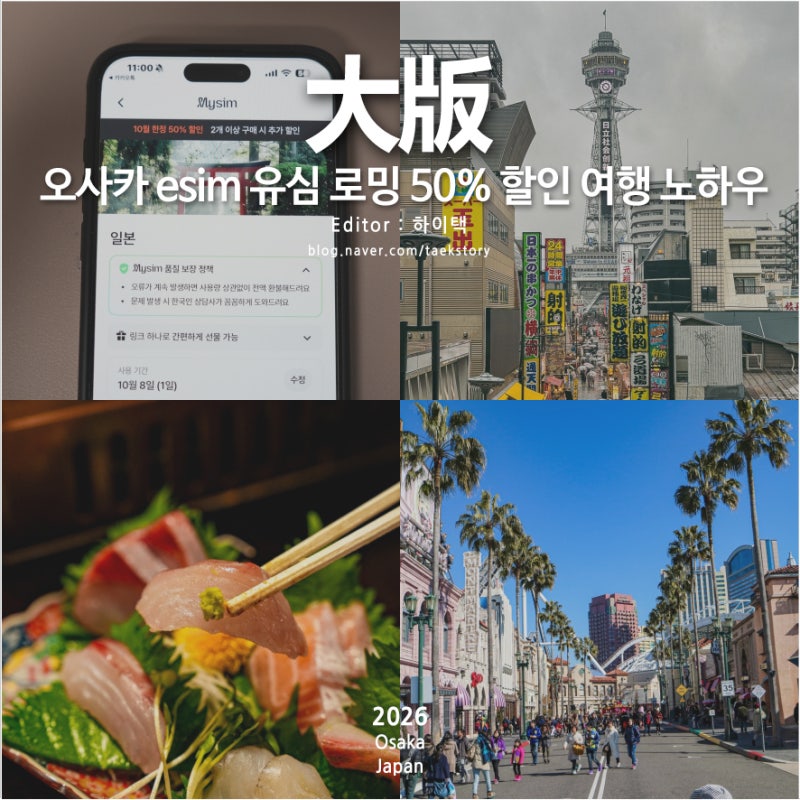 일본여행준비물 오사카 esim 유심 로밍 50% 할인 해외 여행 노하우