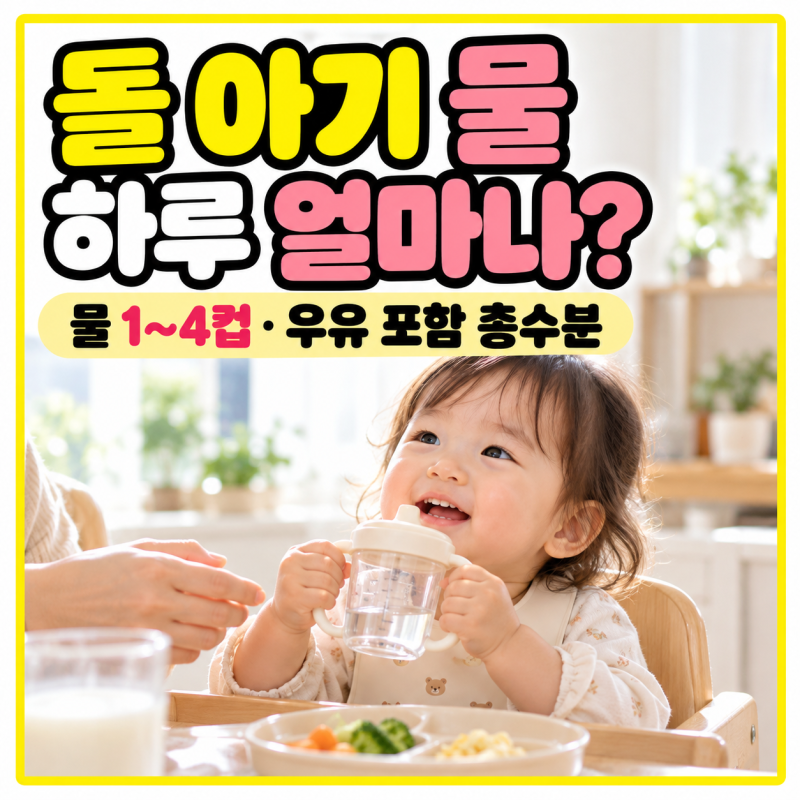 돌 아기 물 하루 얼마나? 12~24개월 1~4컵과 우유 포함 총 음수량 기준