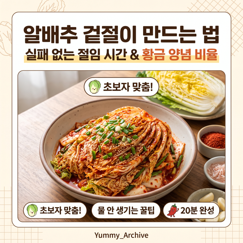 알배추 겉절이 만드는 법, 절임 시간과 양념 비율