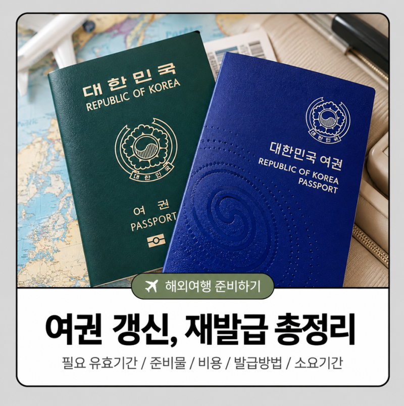 여권 재발급 갱신 소요기간 준비물 온라인 신청 방법 총정리