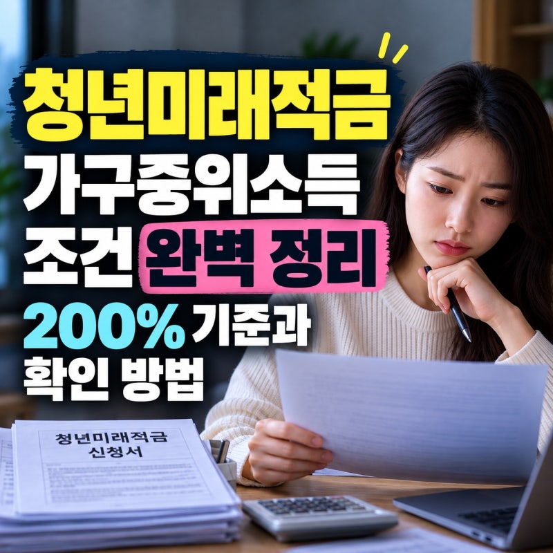 청년미래적금 가구중위소득 조건 완벽 정리: 200% 기준과 확인 방법