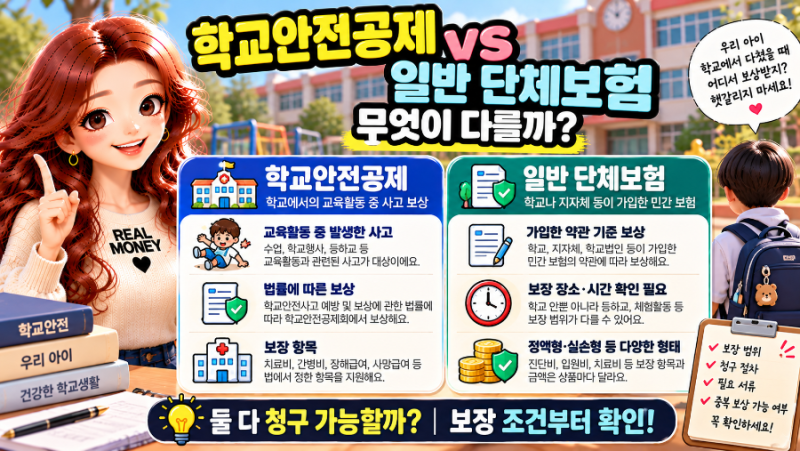 아이가 학교에서 다쳤다면? 학교안전공제 vs 단체보험, 둘 다 받을 수 있을까?