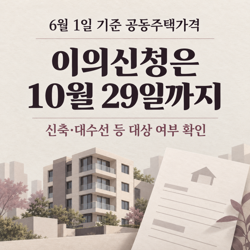 2026 공동주택 공시가격 6월 1일 기준｜조회방법·이의신청 10월 29일까지