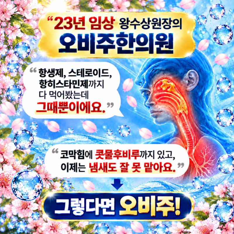 비염콧물 축농증코막힘 부비동염재발 코막힘후비루 냄세못맡음 후각상실 항생제 스테로이....