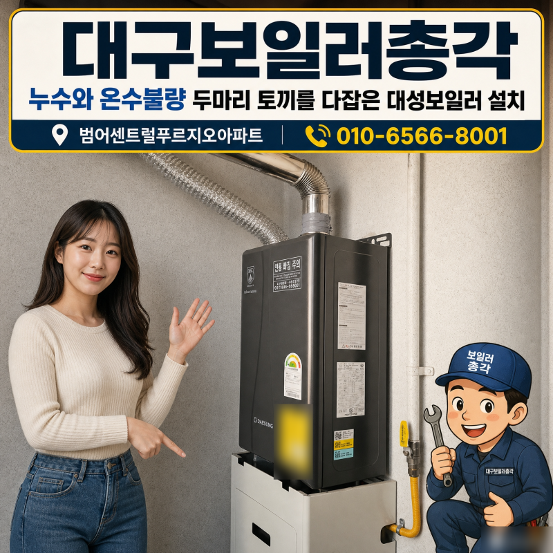 대구범어동보일러 범어센트럴푸르지오 온수 불량과 누수 두 마리 토끼를 다 잡은 대성보일....