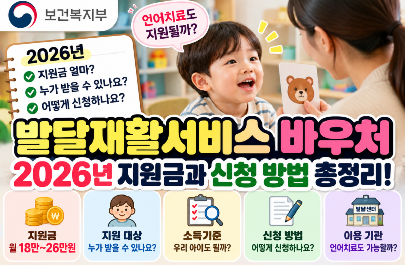발달재활서비스 바우처, 2026년 지원금과 신청 방법 총정리