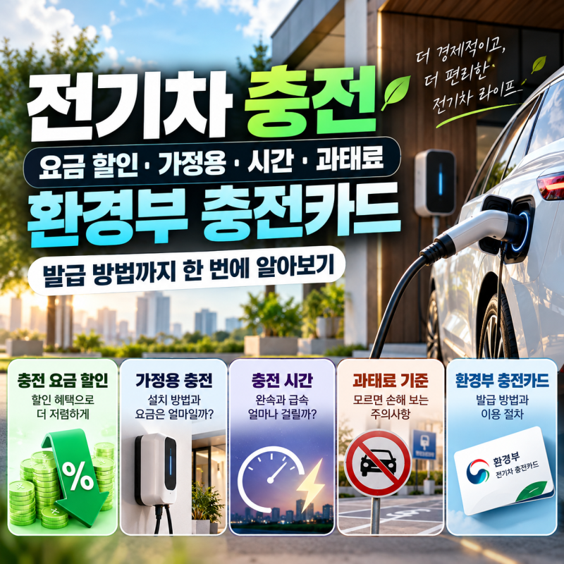 전기차 충전 요금 할인 가정용 시간 과태료 환경부 충전카드 발급 방법